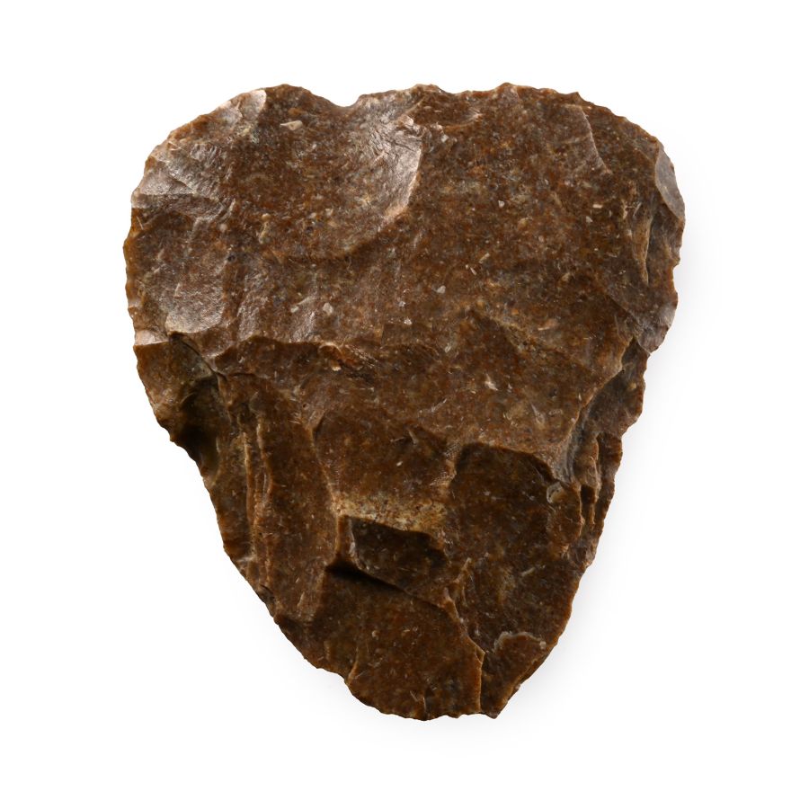 French Stone Age Triangular Mousterian Knapped Flint Handaxe