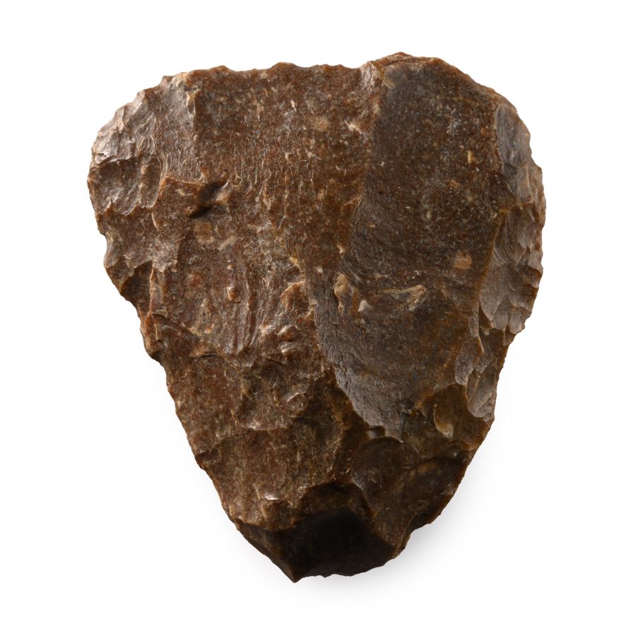 French Stone Age Triangular Mousterian Knapped Flint Handaxe