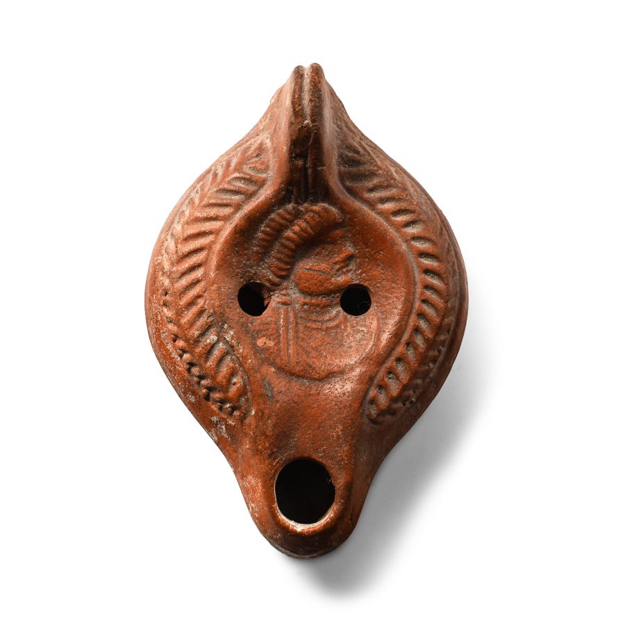 Roman Terracotta Oil Lamp with Female Bust