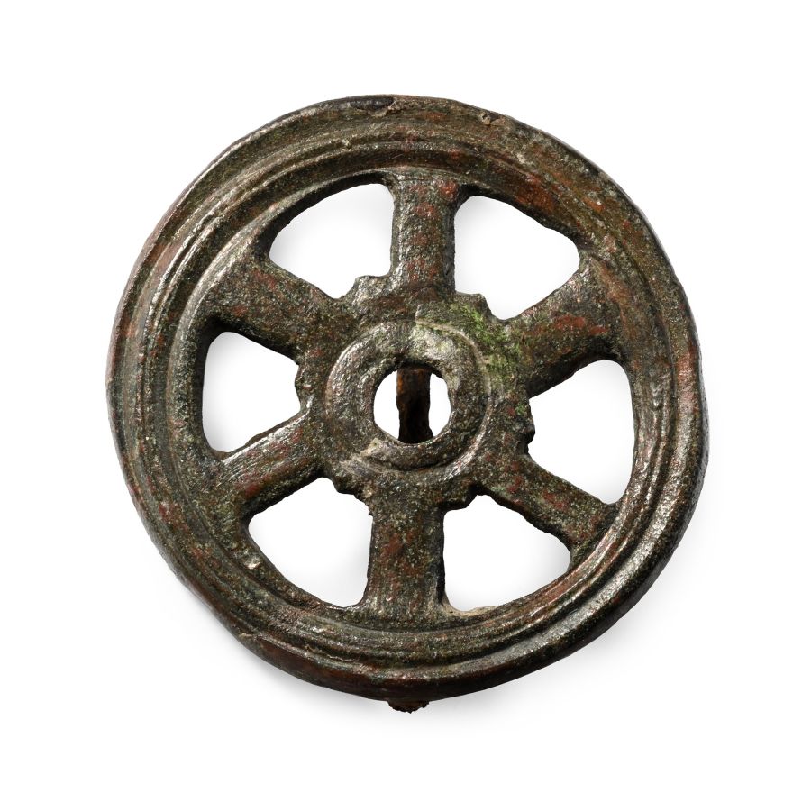 Roman Bronze Chariot Wheel Plate Brooch