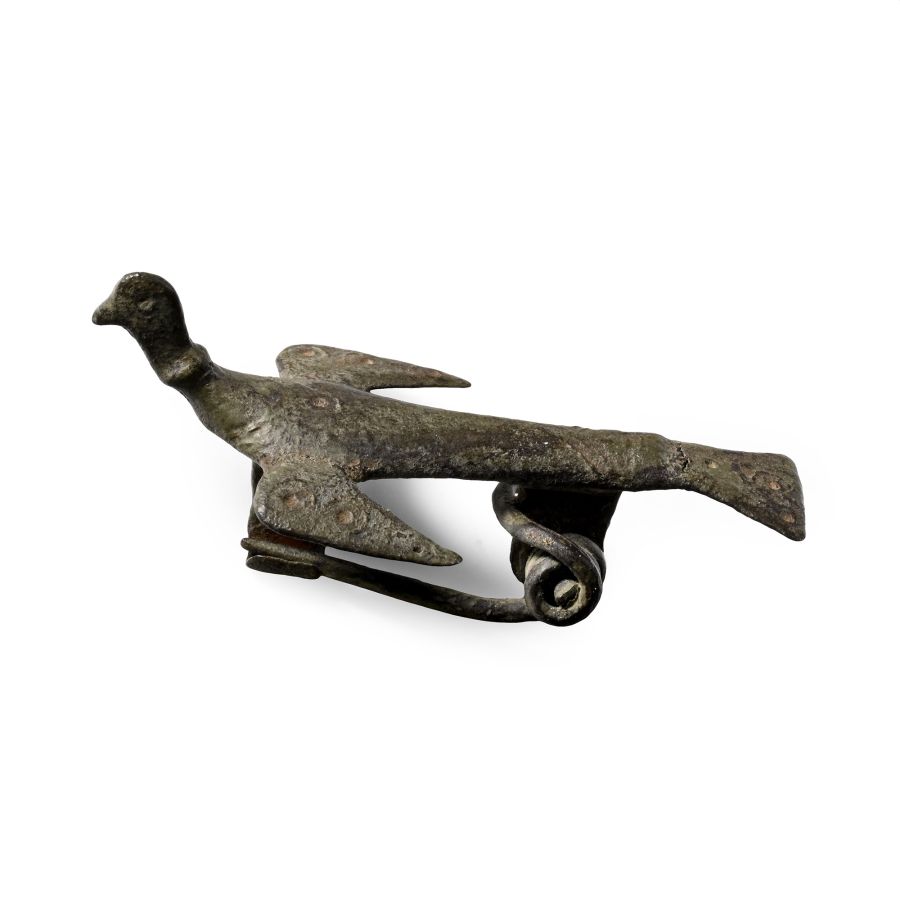 Roman Bronze Bird in Flight Plate Brooch