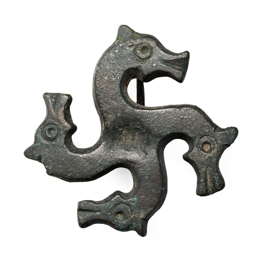 Roman Bronze Horse-Head Whorl Plate Brooch