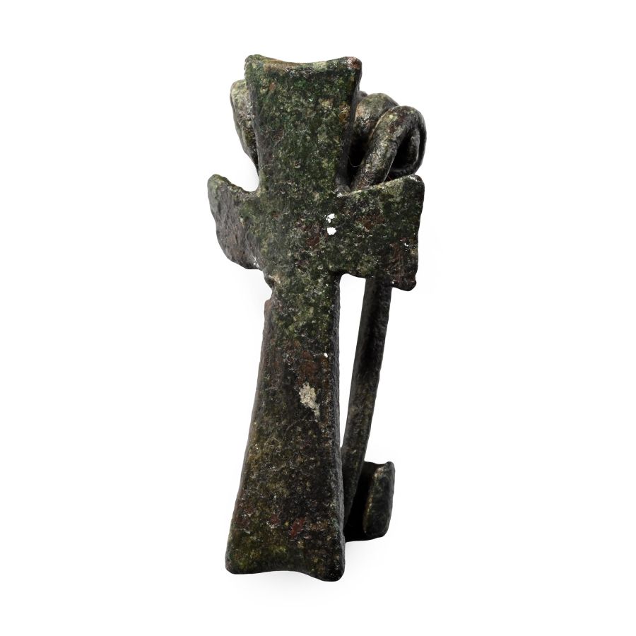 Roman Bronze Long Cross Plate Brooch