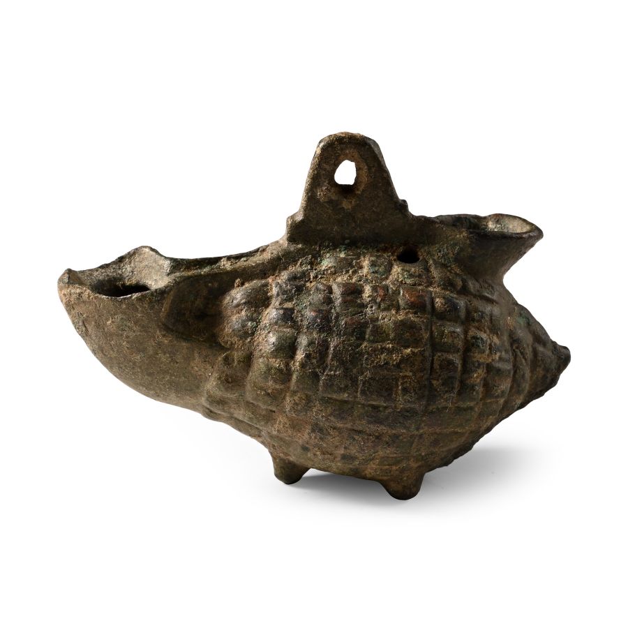 Roman Bronze Hanging Oil Lamp