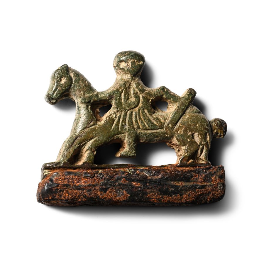 Viking Age Bronze Fire Steel with Horse and Warrior