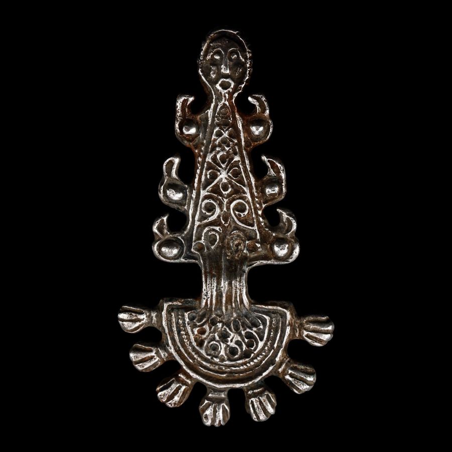 Germanic Silver Radiate-Headed Bow Brooch