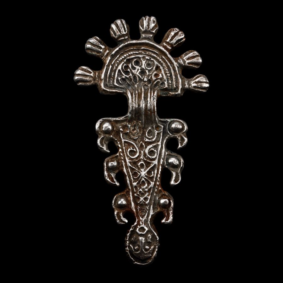 Germanic Silver Radiate-Headed Bow Brooch