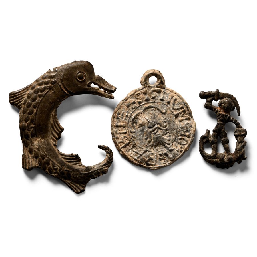 Three Pewter Pilgrim Badges