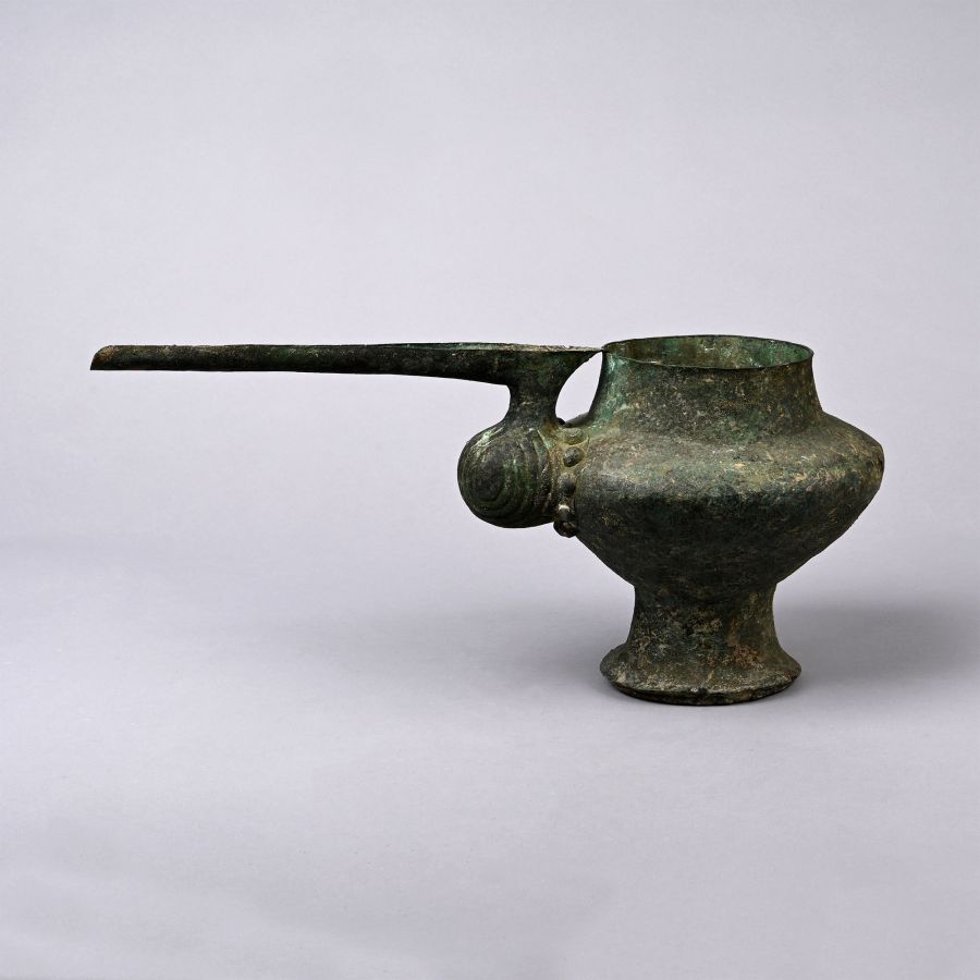 Large Amlash Bronze Spouted Libation Vessel
