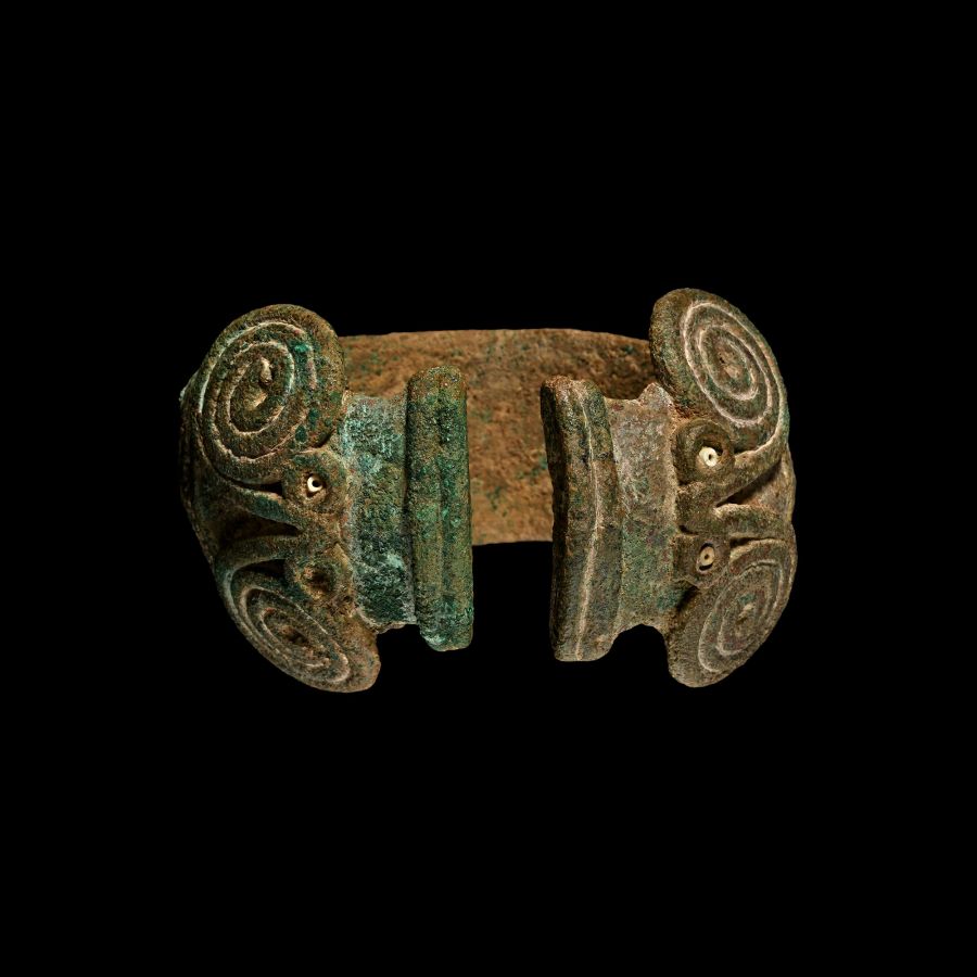 Very Large Bactrian Copper Armband with Animal-Headed Terminals