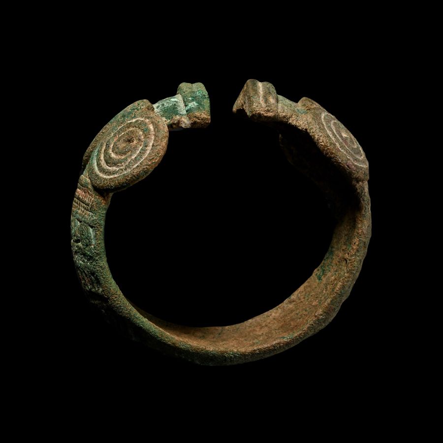 Very Large Bactrian Copper Armband with Animal-Headed Terminals
