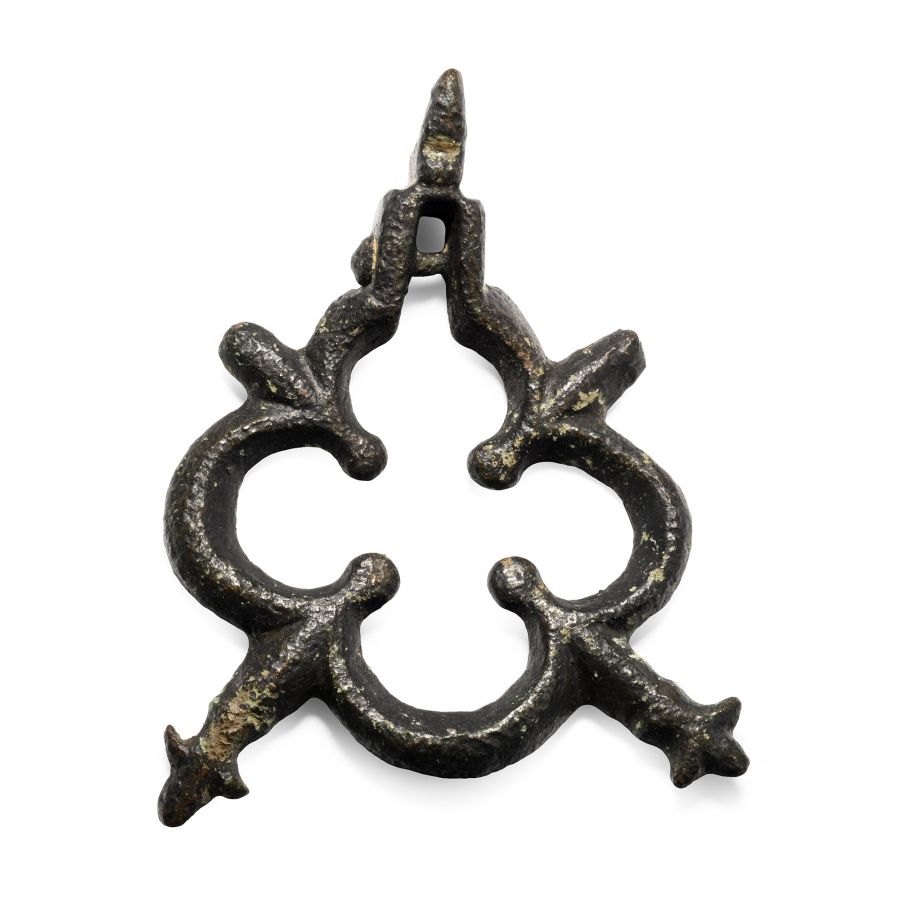 Large Medieval Knight's Bronze Openwork Heraldic Horse Harness Pendant