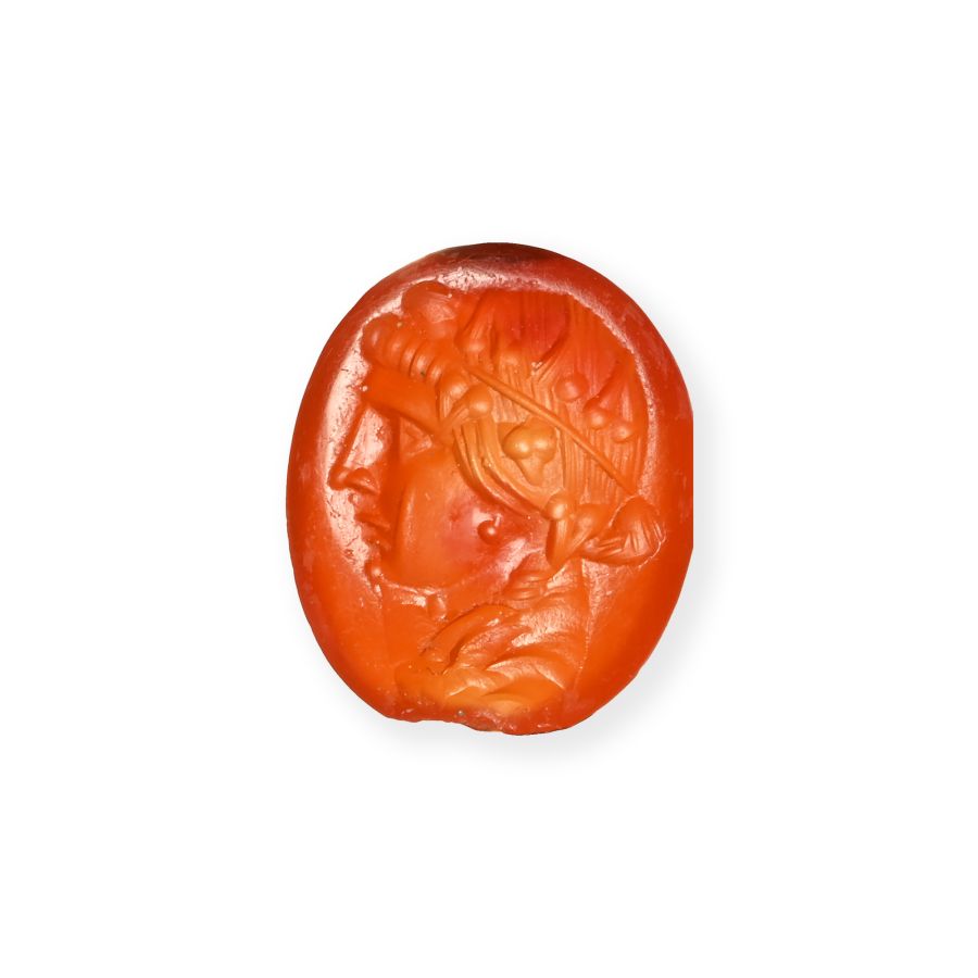 Roman Carnelian Intaglio with Head of Bacchante