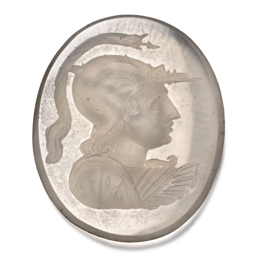 Chalcedony Gemstone with Helmeted Bust