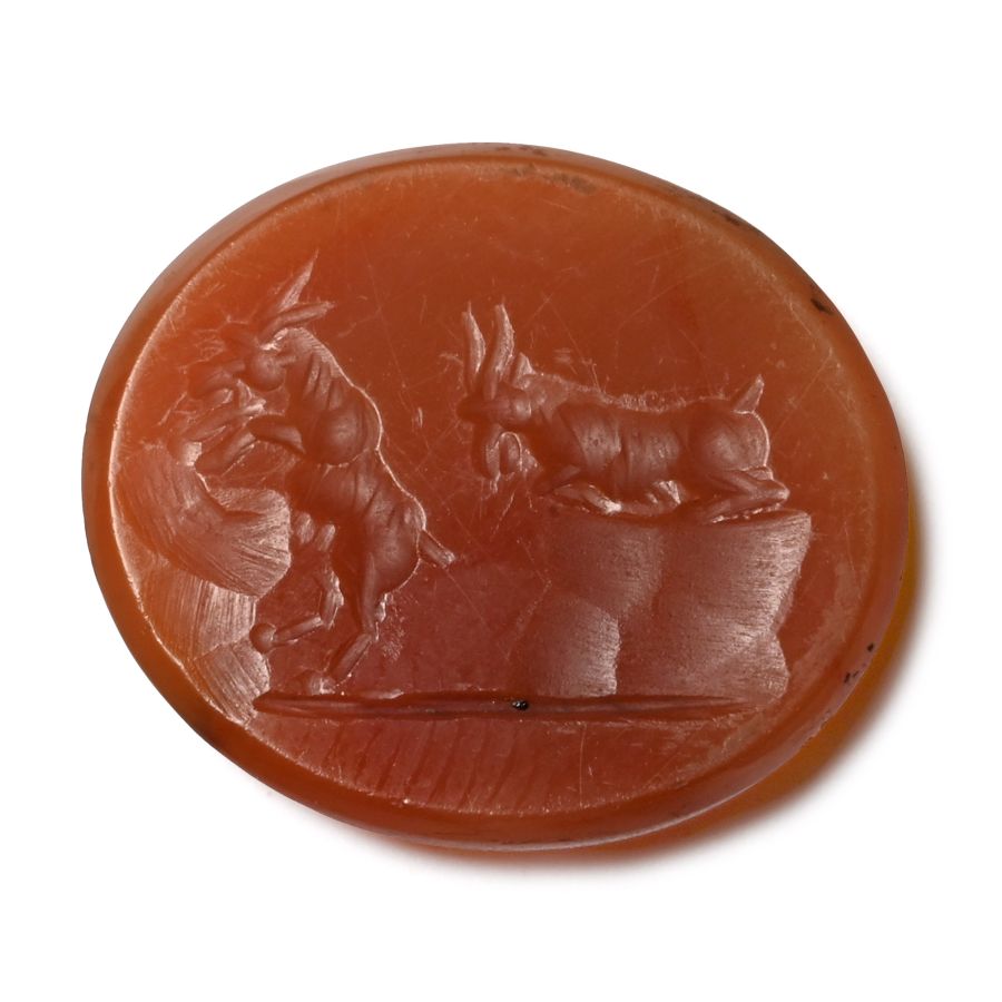 Carnelian Gemstone with a Bucolic Scence