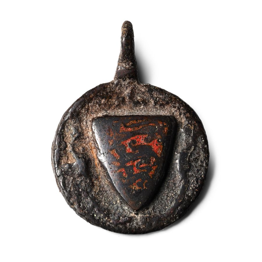 Medieval Knight's Bronze Heraldic Horse Harness Pendant with Shield