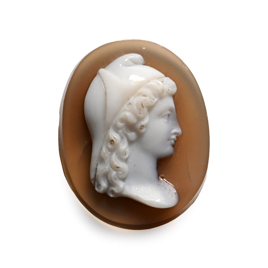Post Classical Agate Cameo with a Helmeted Bust