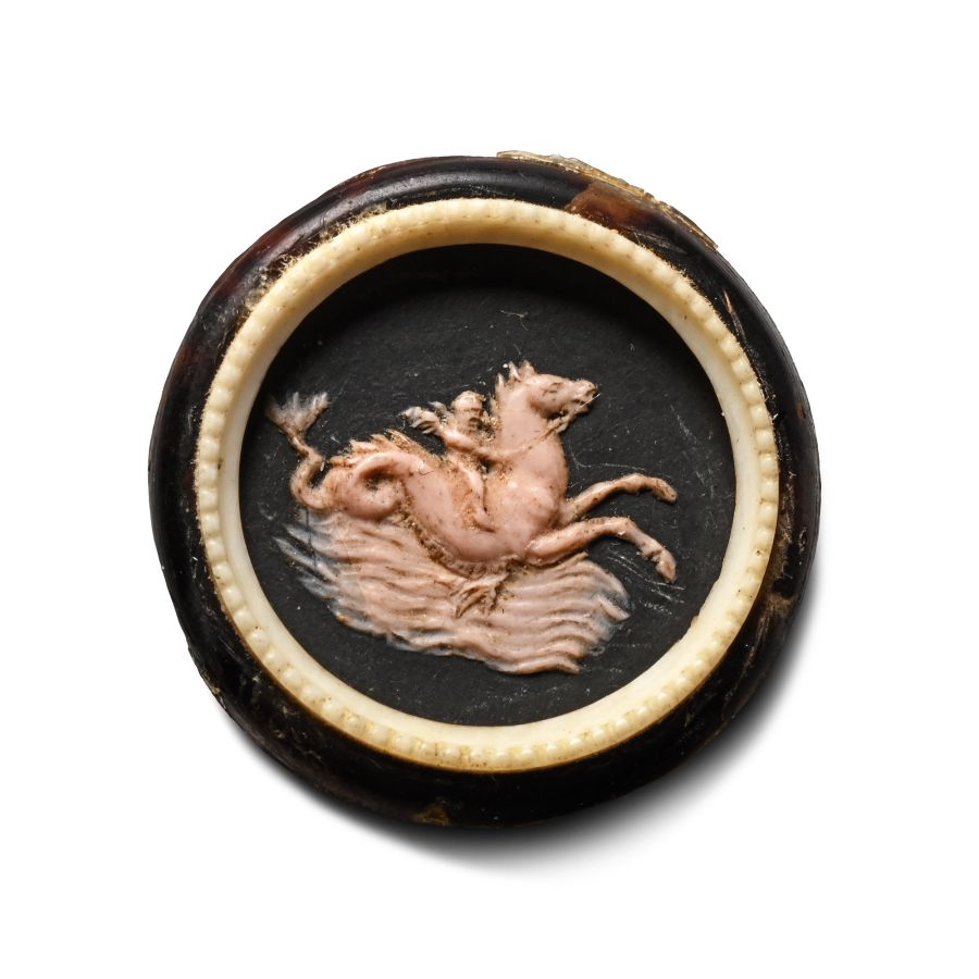 Post Medieval Cameo of Eros Riding a Hippocampus