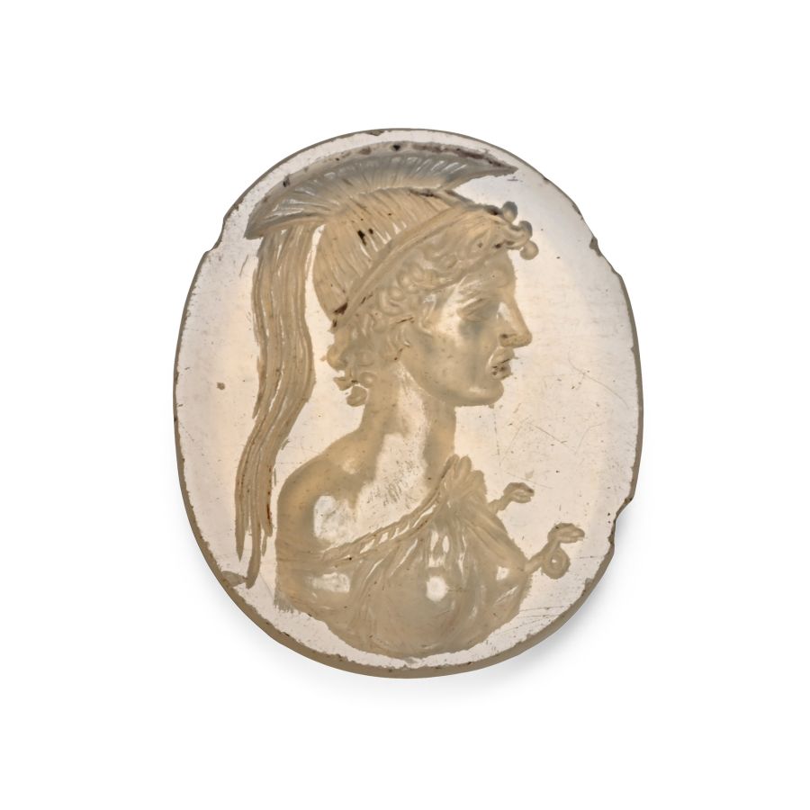 Post Medieval Chalcedony Gemstone with Bust of Minerva