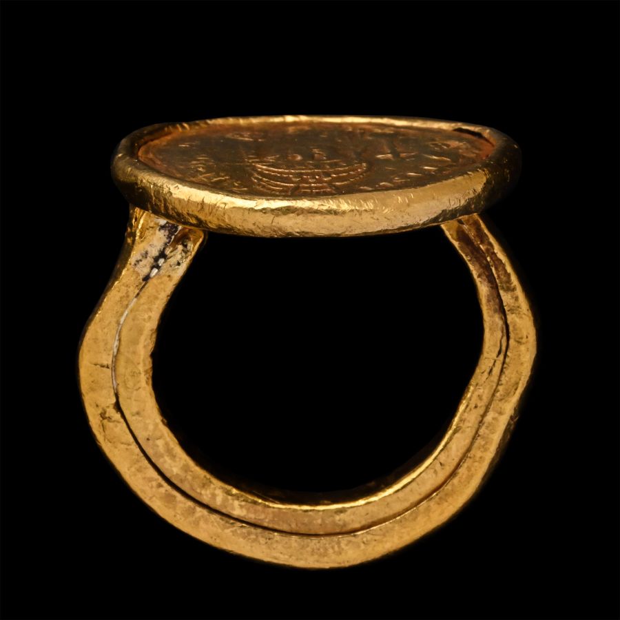 Byzantine Gold Solidus in Gold Ring