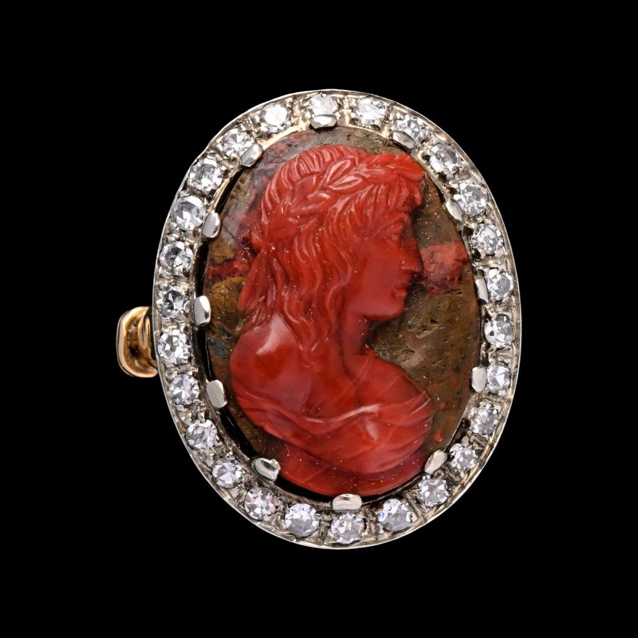 Hardstone Cameo of a Muse in Ring