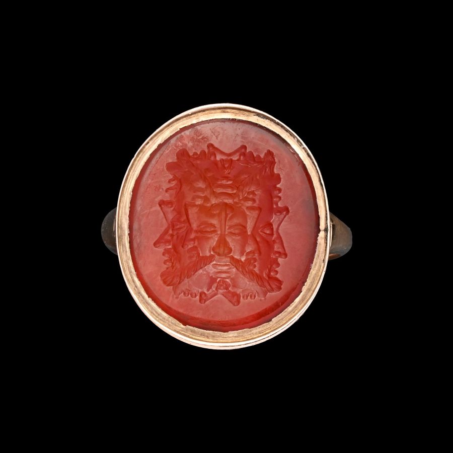Post Medieval Gold Ring with Carnelian Gemstone with Fourteen Faces