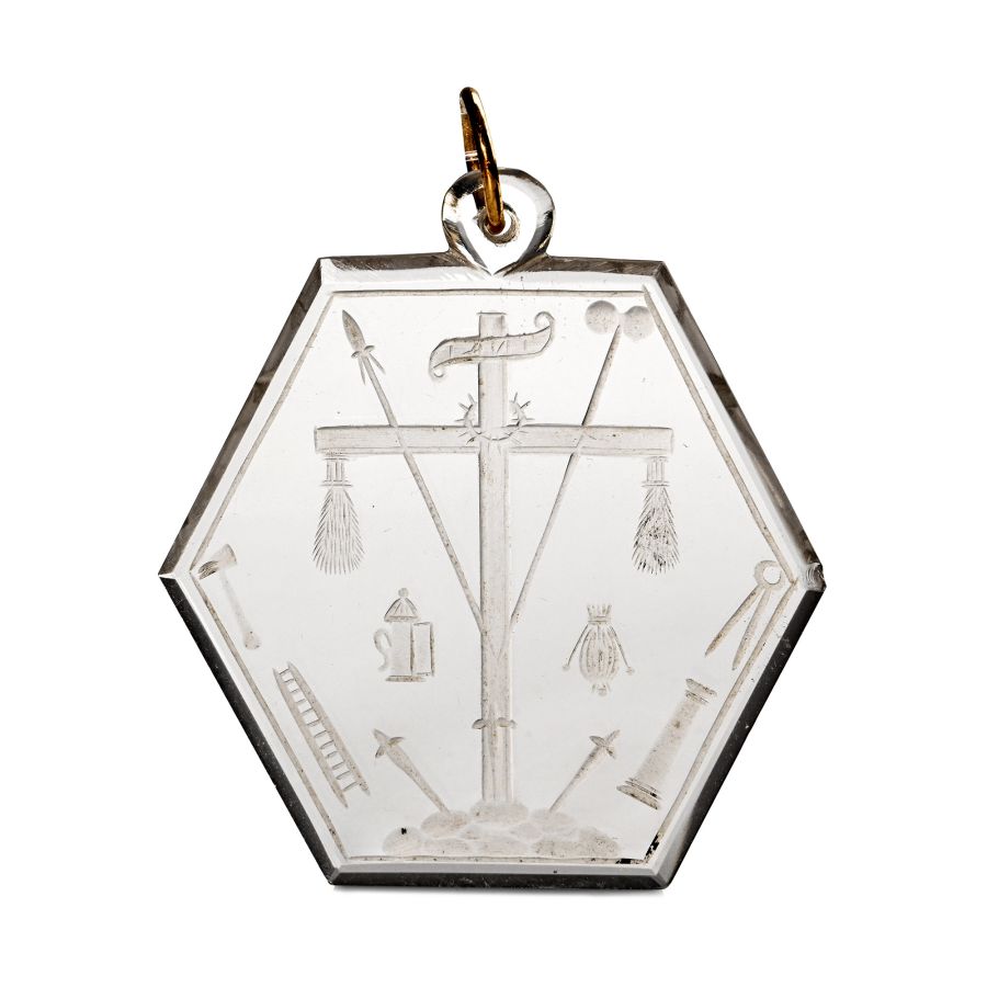 Large Rock Crystal Pendant with Cross