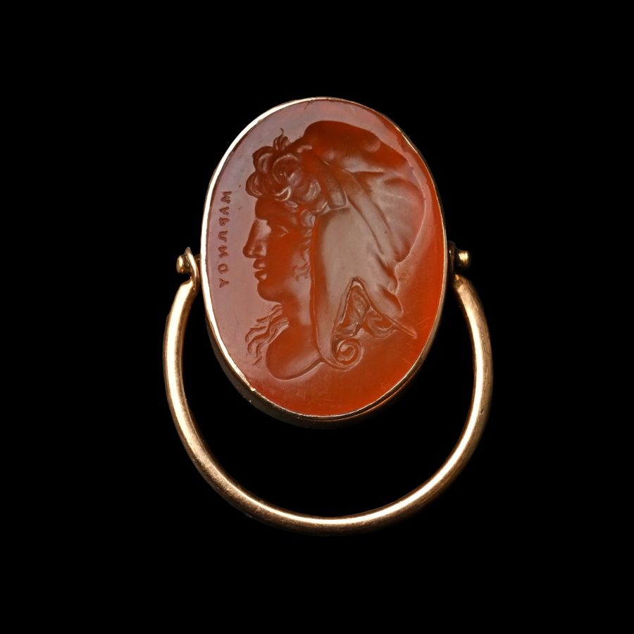 Carnelian Gemstone of the Prince of Troy in Gold Ring