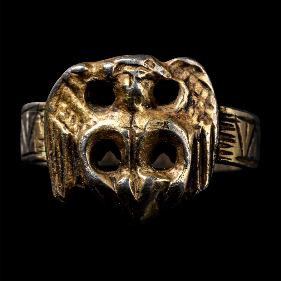 Medieval Silver-Gilt Betrothal Ring with Angel Holding a Heart