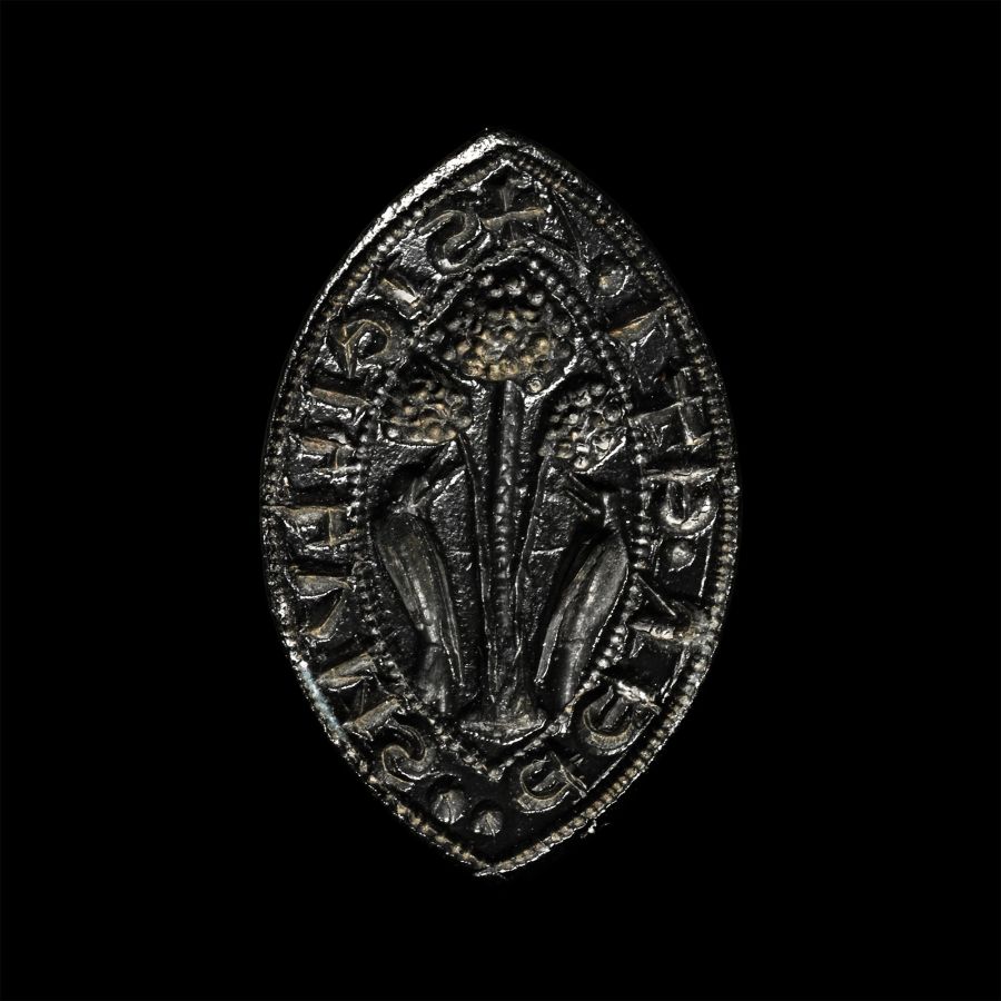 Medieval Bronze Seal Matrix with Pair of Birds