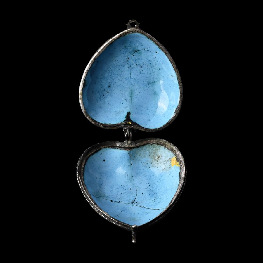 Silver and Enamelled Pendant in the form of a Heart