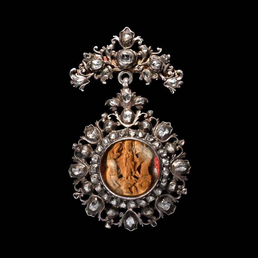 Silver and Diamond Pendant with Holy Trinity