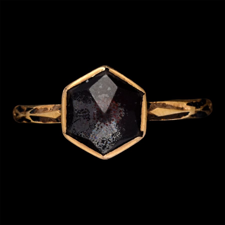 Renaissance Gold Enamelled Ring with Rock Crystal
