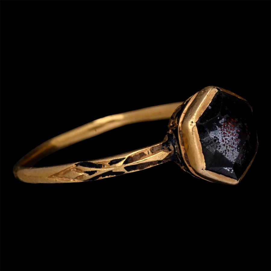 Renaissance Gold Enamelled Ring with Rock Crystal