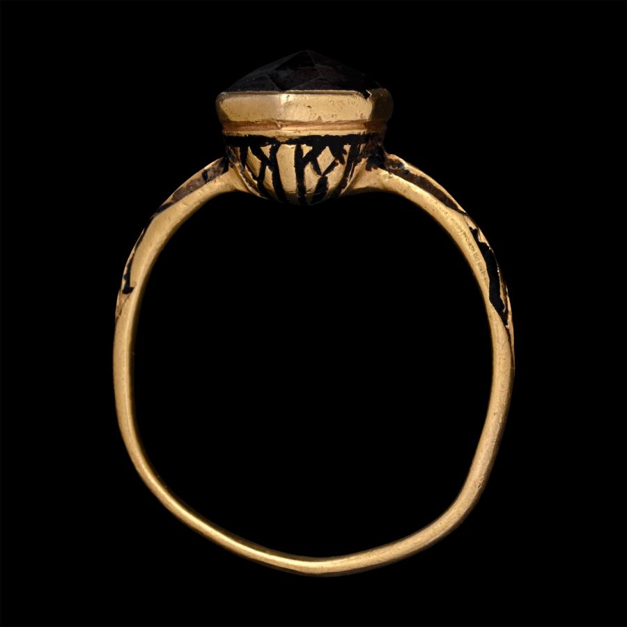 Renaissance Gold Enamelled Ring with Rock Crystal