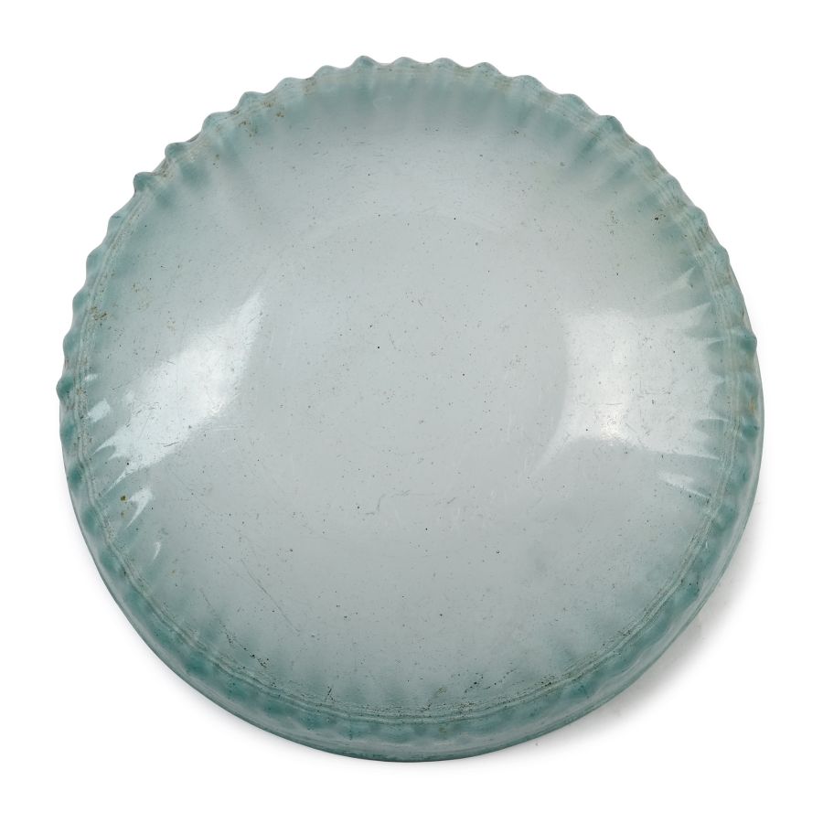 Roman Pillar-Moulded Pale Green Glass Bowl