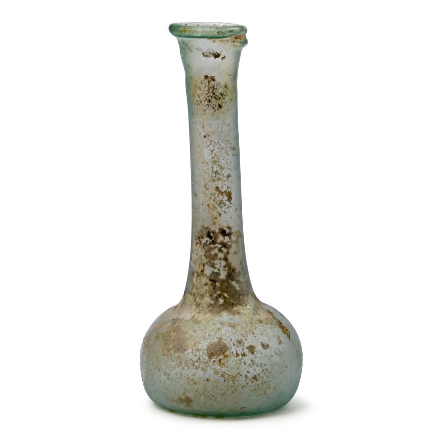 Roman Pale Blue Glass Candlestick Unguentarium