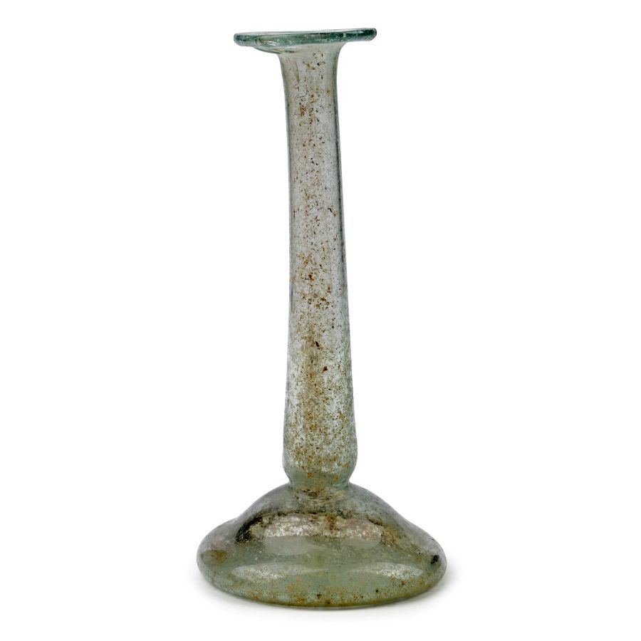 Roman Pale Green Glass Candlestick Unguentarium