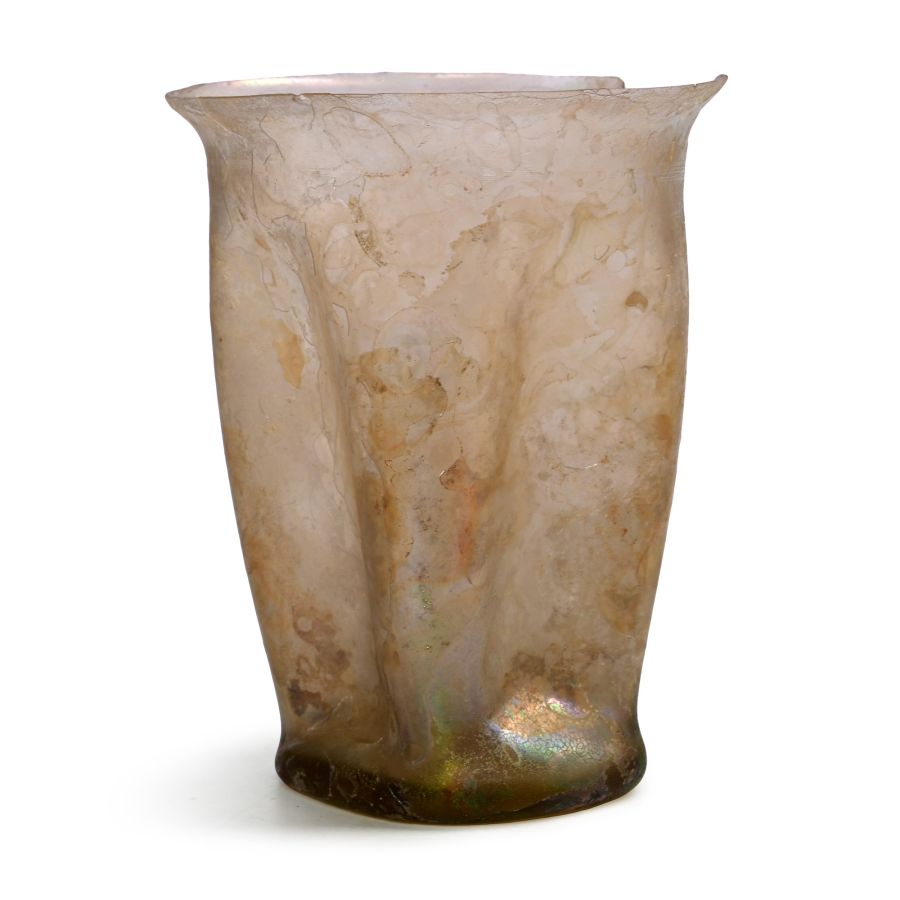 Roman Iridescent Glass Pinched Beaker