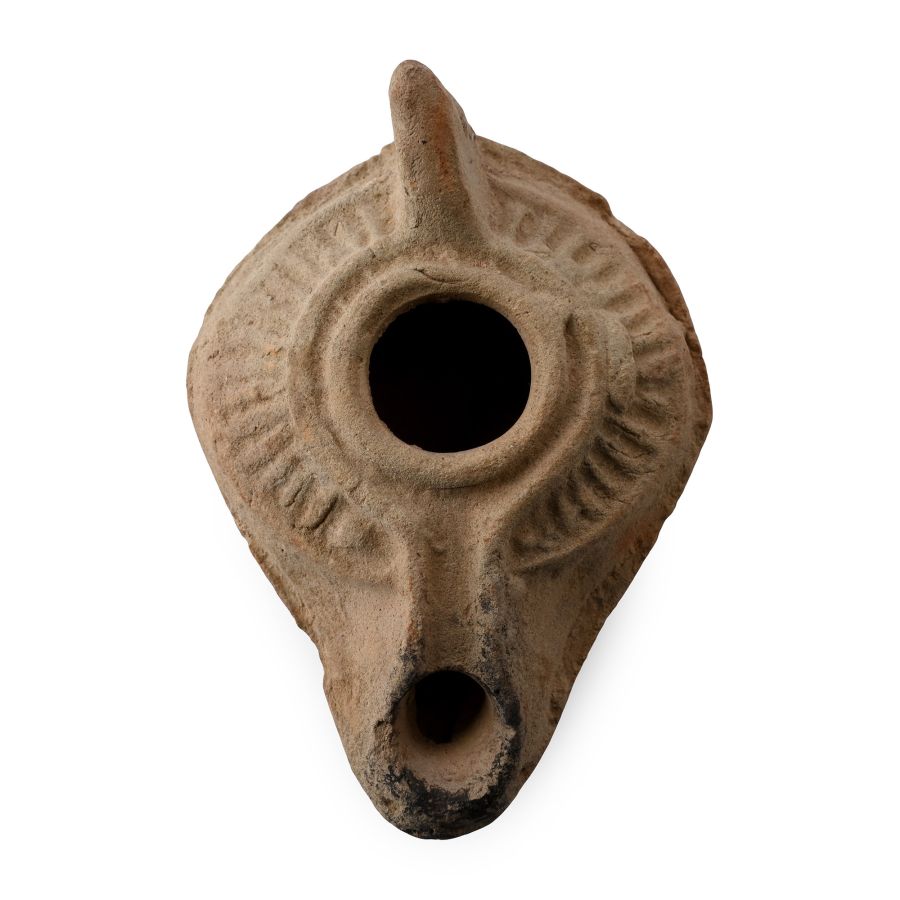 Byzantine Terracotta Oil Lamp with Stub Handle