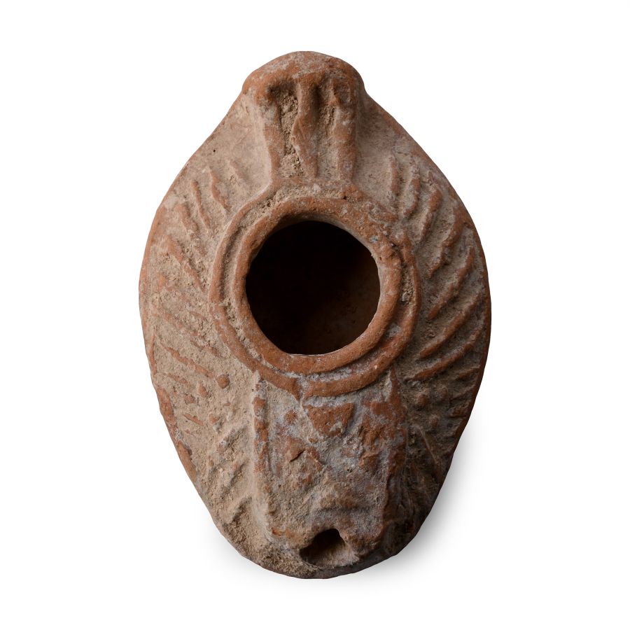 Byzantine Terracotta Oil Lamp with Linear Decoration