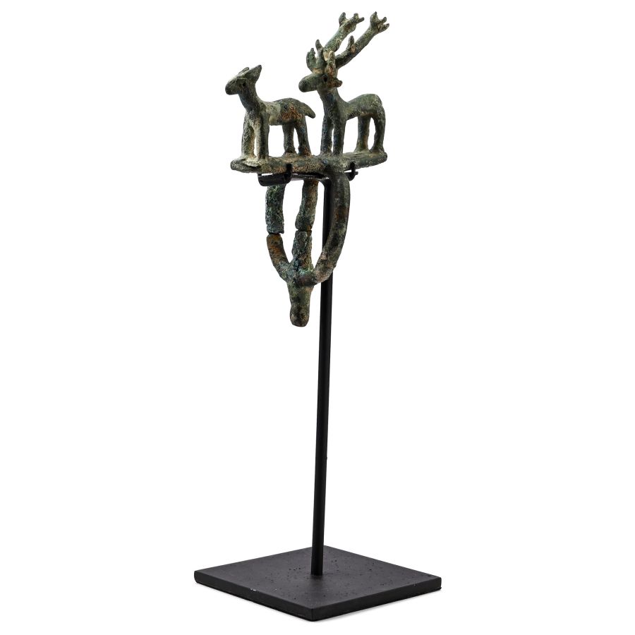 Hittite Bronze Standard Finial with Animal