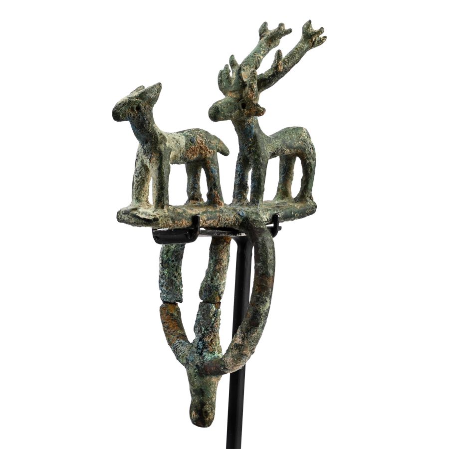 Hittite Bronze Standard Finial with Animal