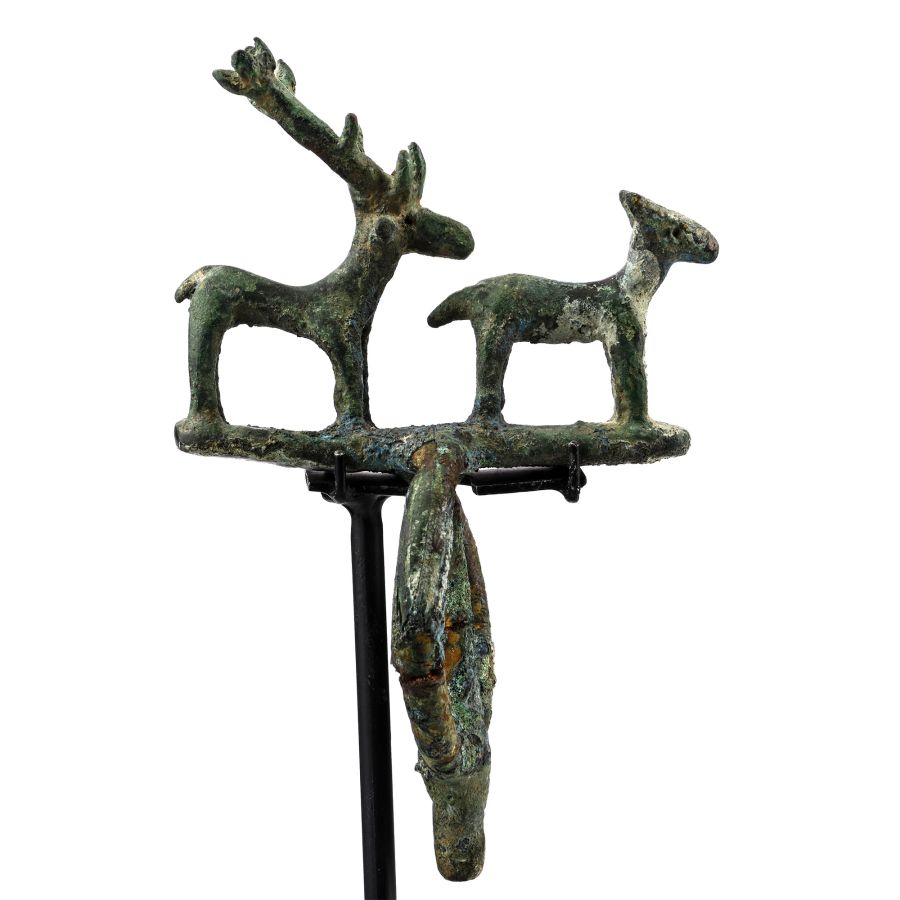 Hittite Bronze Standard Finial with Animal
