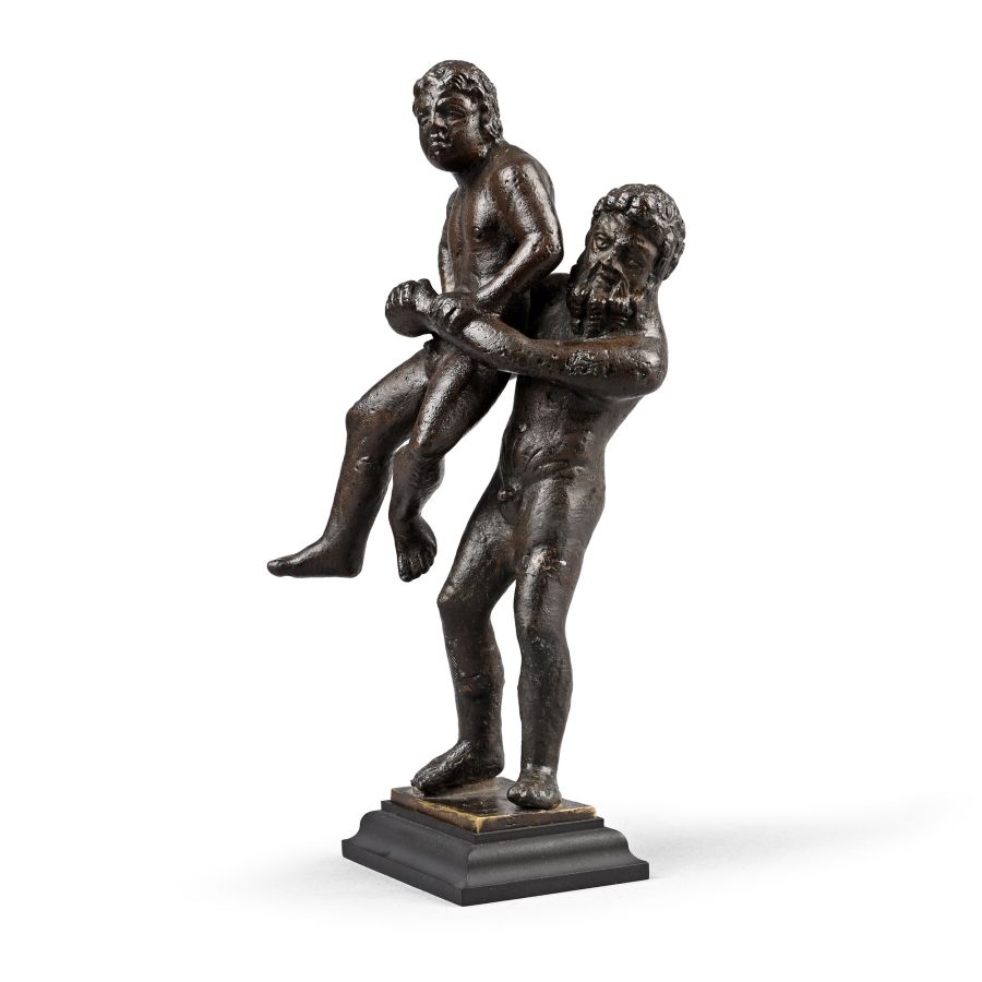 Greek Bronze Hercules and Antaeus Statue Group
