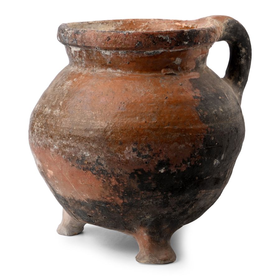Tudor Period Glazed Ceramic Tripod Cooking Vessel