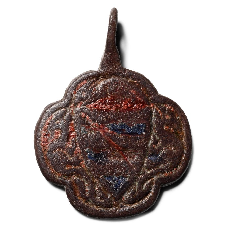 Medieval Knight's Enamelled Bronze Heraldic Horse Harness Pendant