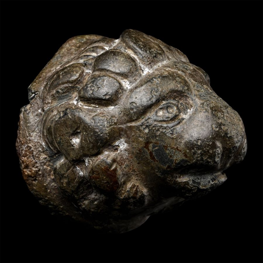 Large Roman Bronze Lion's Head Casket Mount