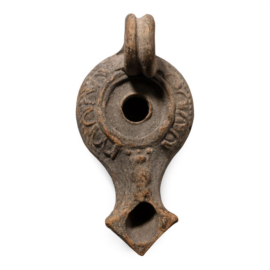 Greek Terracotta Oil Lamp with Handle
