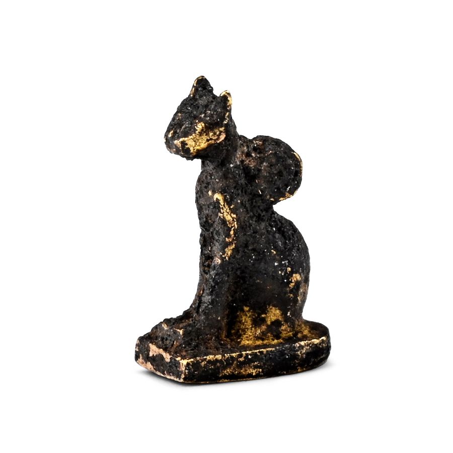 Egyptian Gold Seated Bastet Cat Amulet